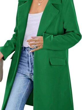 Women’s Green Long Blazer Coat